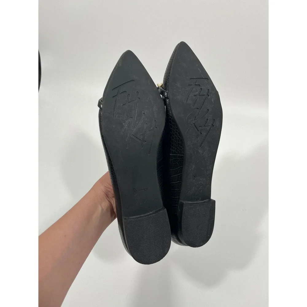 Womens Pointed Toe Flats 10.5 Black Chic Minimalist Capsule Office Euro Summer